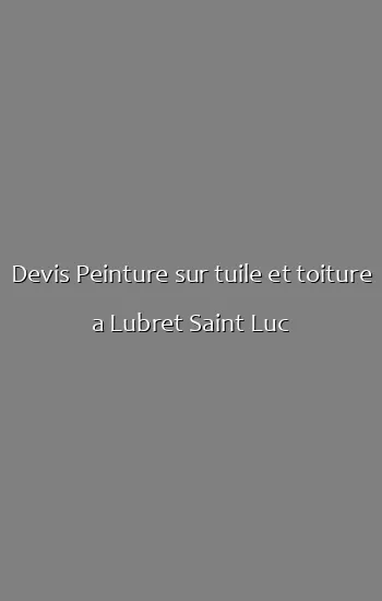 Devis Peinture sur tuile et toiture a Lubret Saint Luc